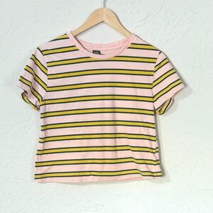 Wild Fable Boxy Cropped Striped Tee, S